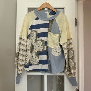 Oli & Hali Darling Daisy Flower Patchwork Oversized Long Sleeve Top Size S
